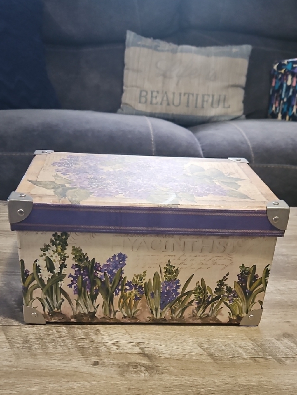 Floral Lavender Keepsake Box in Purple